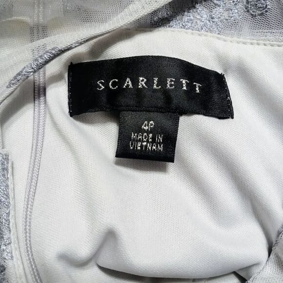Scarlett Silver Embroidery Mesh Fit and Flare Dress 4 Petite - Picture 9 of 12